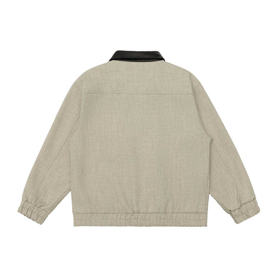 Unisex Boxy-Workwear-Blouson mit lederbesetztem Kragen, Utility-Taschen und elastischem Saum Shop Nory