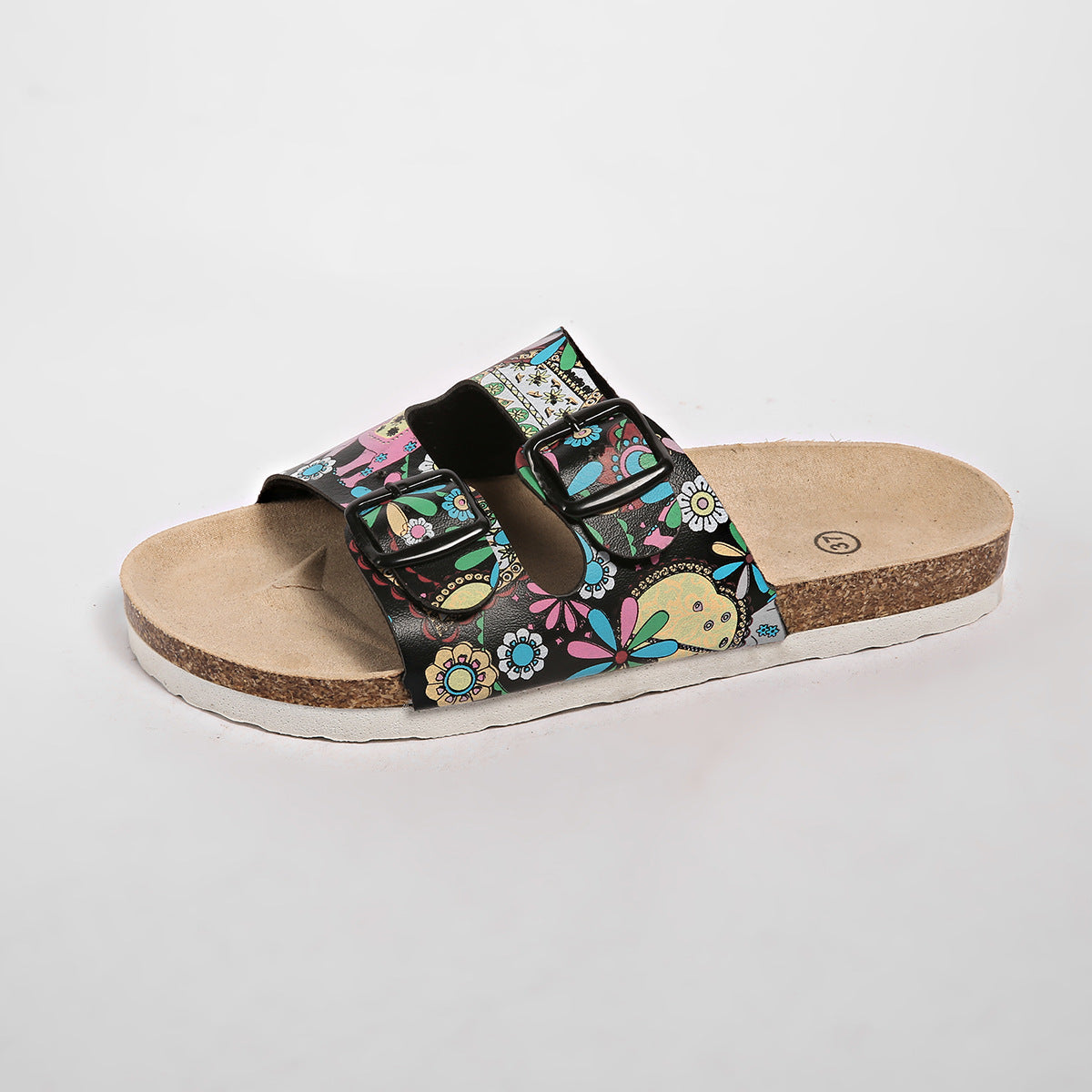 Damen modische Zehentrenner-Sandalen mit floralem Design und anatomischem Fußbett Shopnory