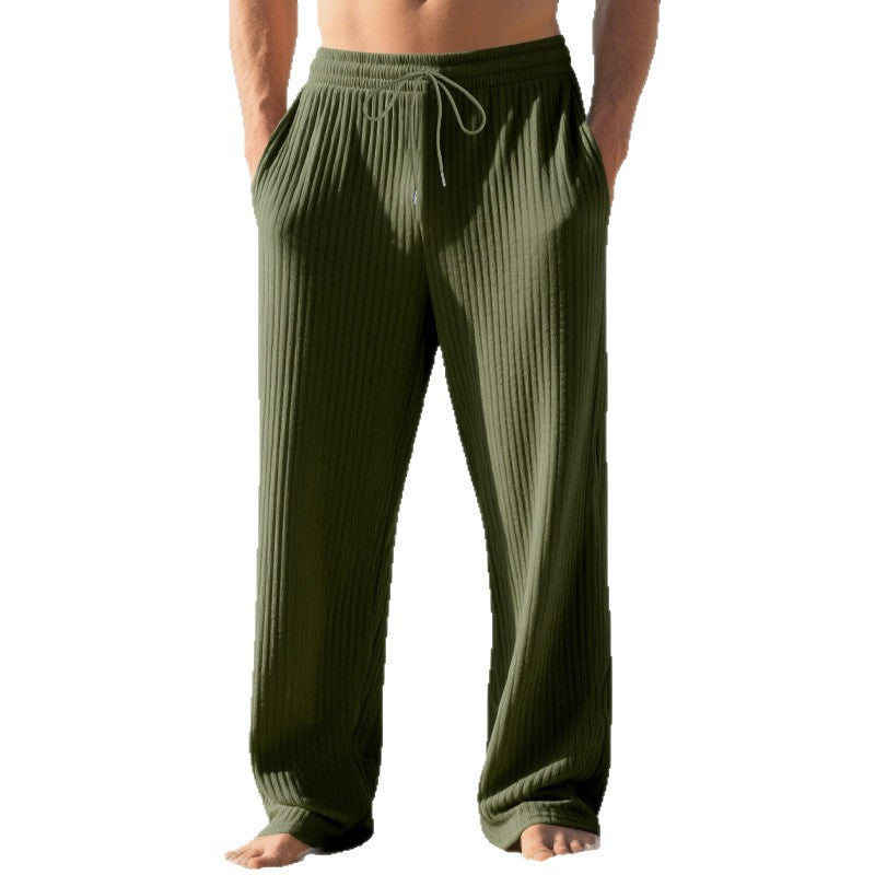Herren lässige Freizeithose mit atmungsaktiver Rippstruktur und elastischem Bund
