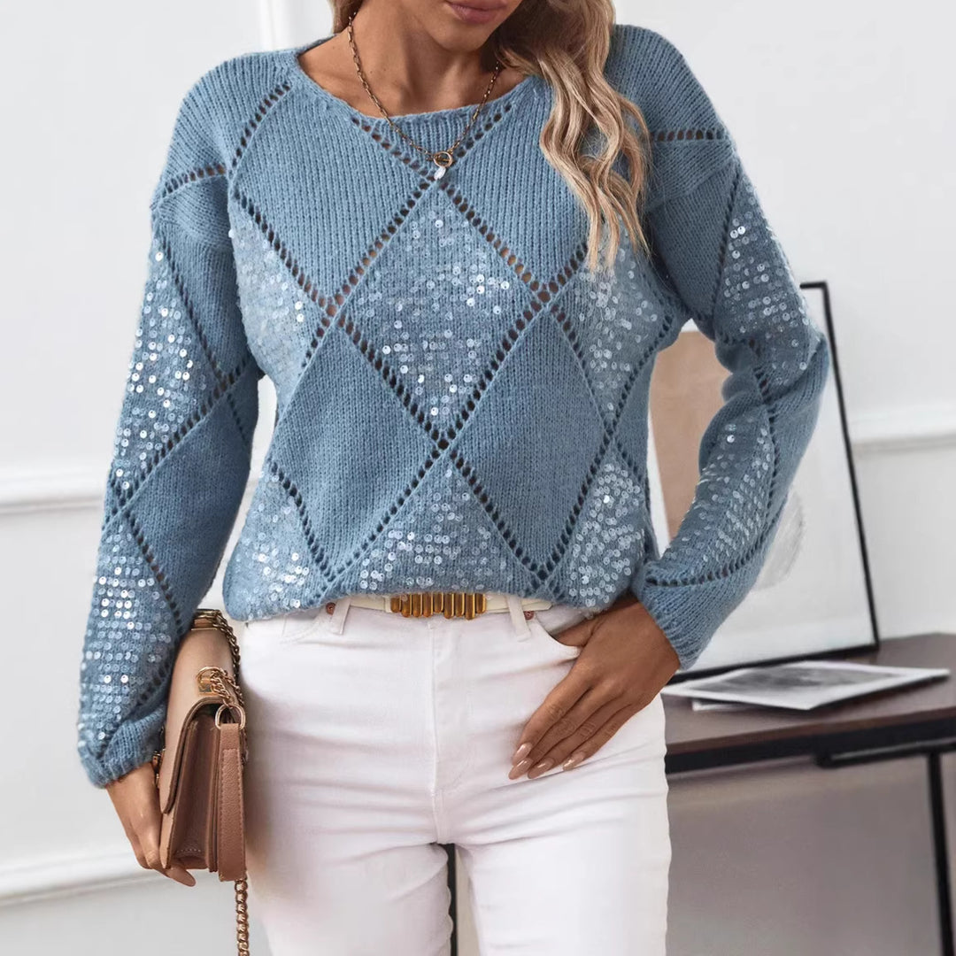 Damen Modischer Pullover mit Glitzerakzenten