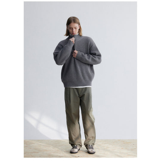 Herren Oversized-Rippenstrick Halbzip-Pullover mit Stehkragen Shop Nory