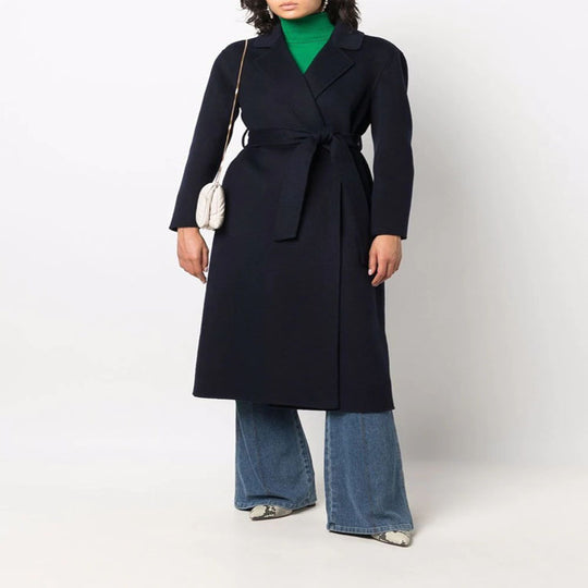 Damen Midi-Wickelmantel aus Woll-Kaschmirmix mit Schalkragen und Bindegürtel Shop Nory