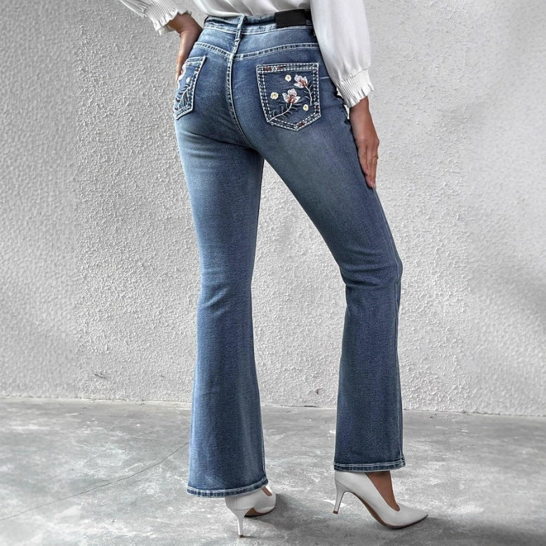 Damen schlanke Bootcut-Jeans mit leichtem Schlag und sculptendem Stretchbund Shop Nory