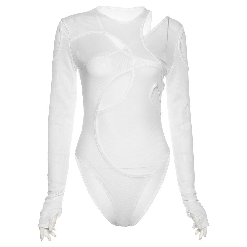 Damen Body mit asymmetrischem Schnitt und langem Arm