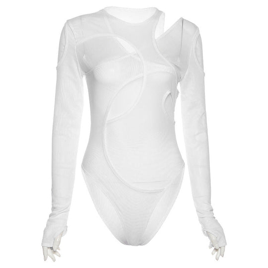 Damen Body mit asymmetrischem Schnitt und langem Arm