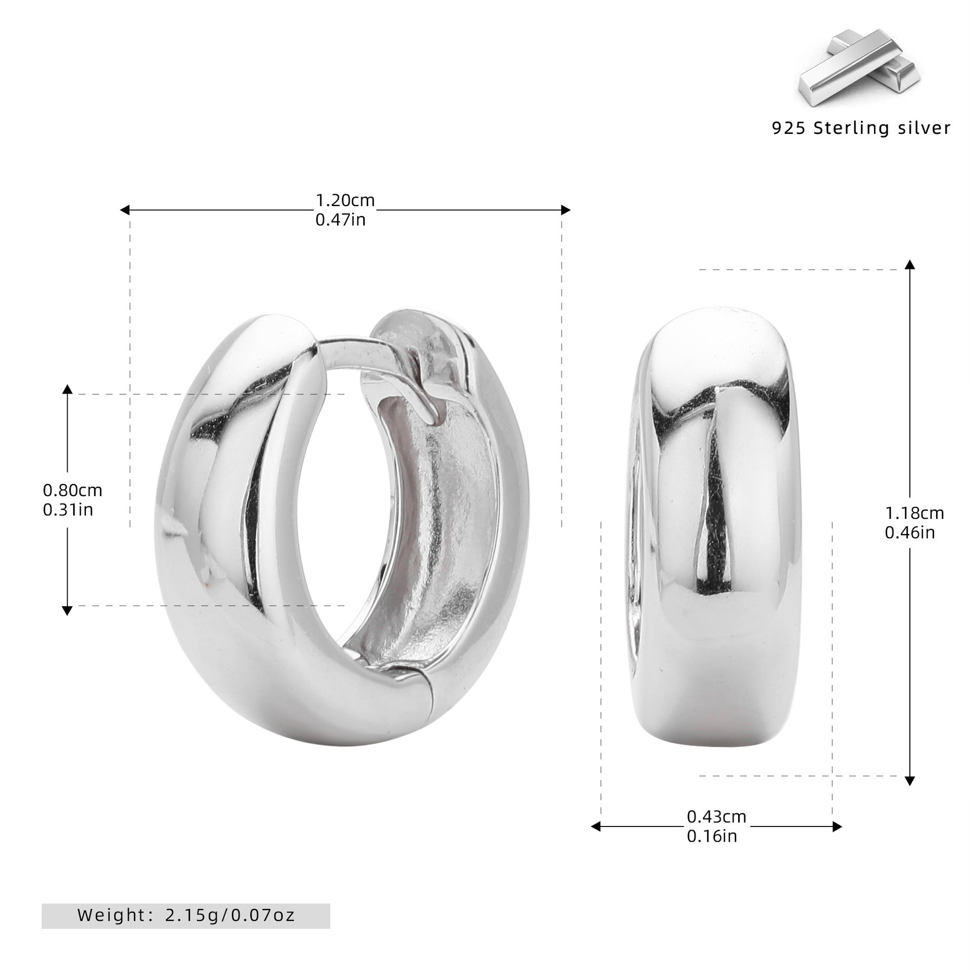 Damen Creolenohrringe aus hochwertigem 925 Sterling Silber mit glänzender Oberfläche Shop Nory