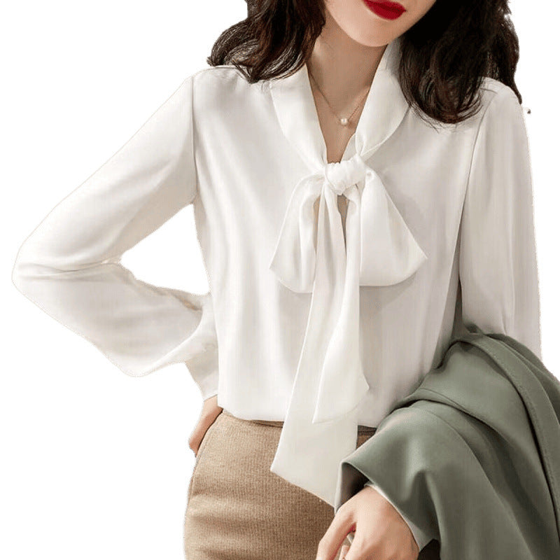 Damen Elegante Schleifenbluse