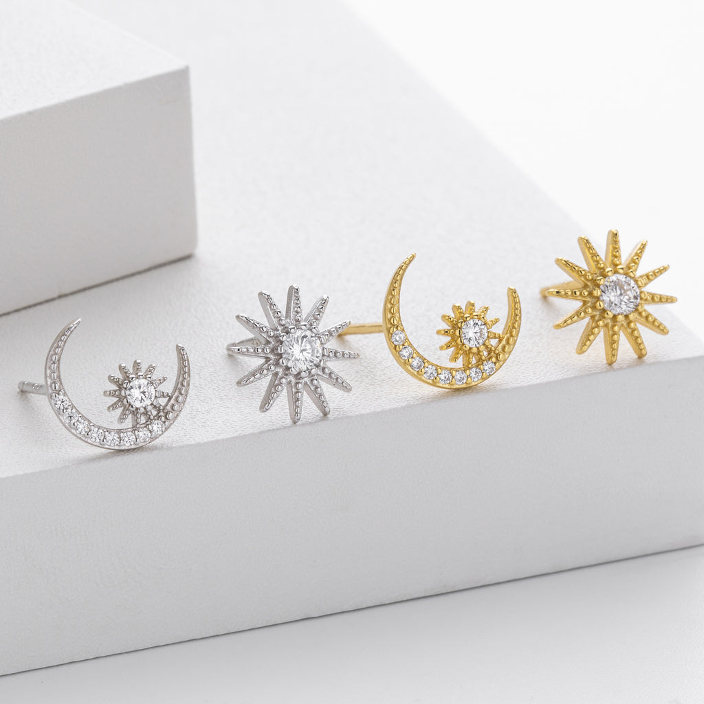 Damen Ohrstecker im verspielten Mond- und Sternendesign Shop Nory
