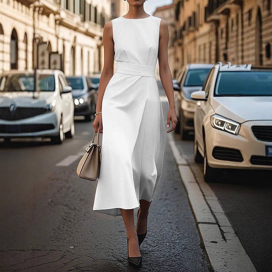 Damen elegantes Maxikleid mit figurbetonter Silhouette und seitlichem Schlitz