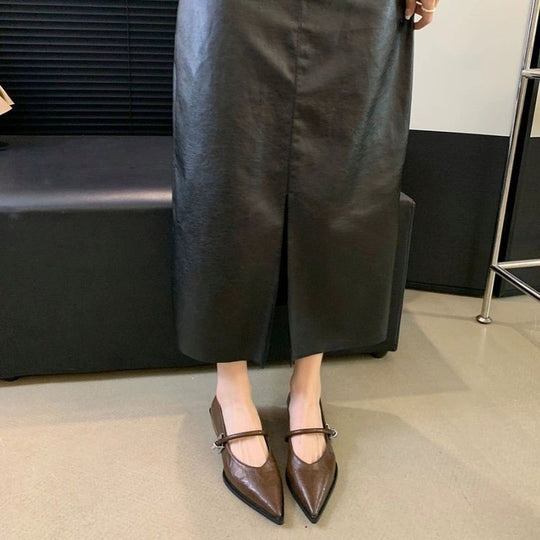 Damen elegante Ballerinas mit zeitgemäßem Riemchen und spitzem Design