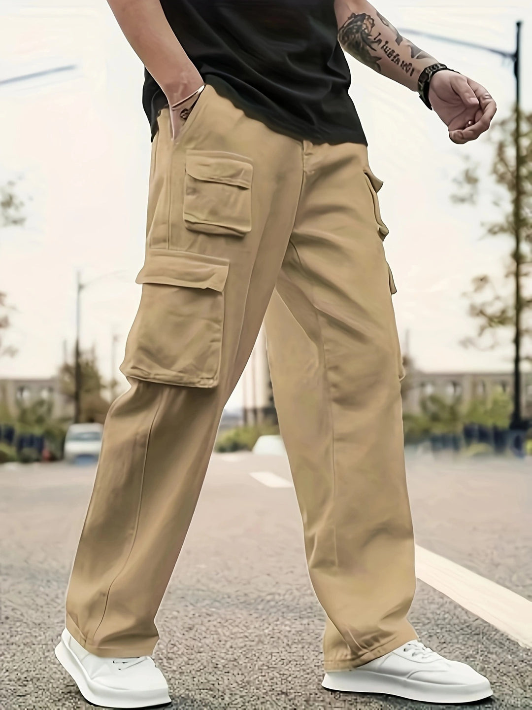 Herren Relaxed-Fit Utility-Cargohose mit großen Klappfächern und elastischem Beinabschluss Shop Nory