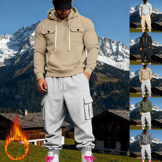 Herren Kapuzen-Sweatherset mit Cargo-Jogger und aufgesetzten Taschen Shop Nory