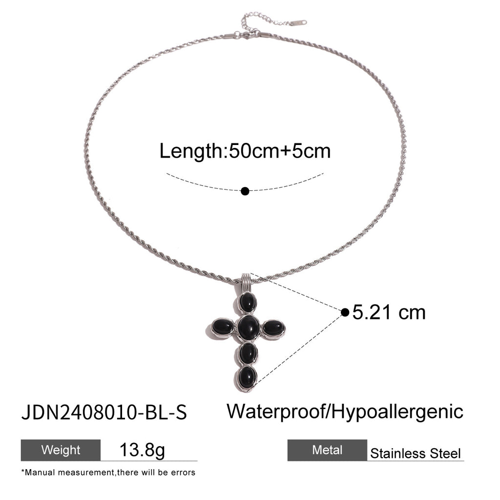 Damen Halskette mit kristallverziertem Kreuzanhänger aus hypoallergenem Edelstahl Shop Nory