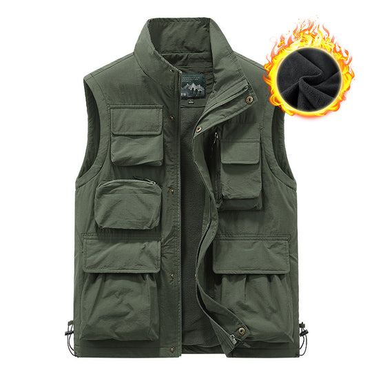 Herren multifunktionale Outdoorweste mit Teddyfleece-Innenfutter und zahlreichen Taschen Shop Nory
