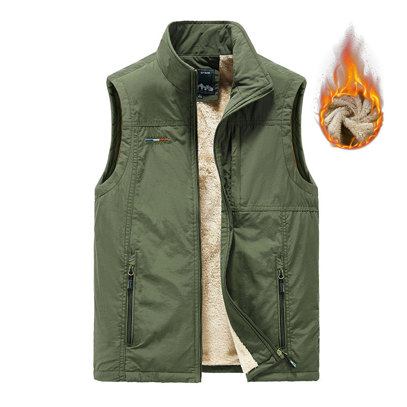 Herren isolierende Utility‑Weste mit Teddyfleece‑Innenfutter, Stehkragen und Reißverschlusstaschen Shop Nory