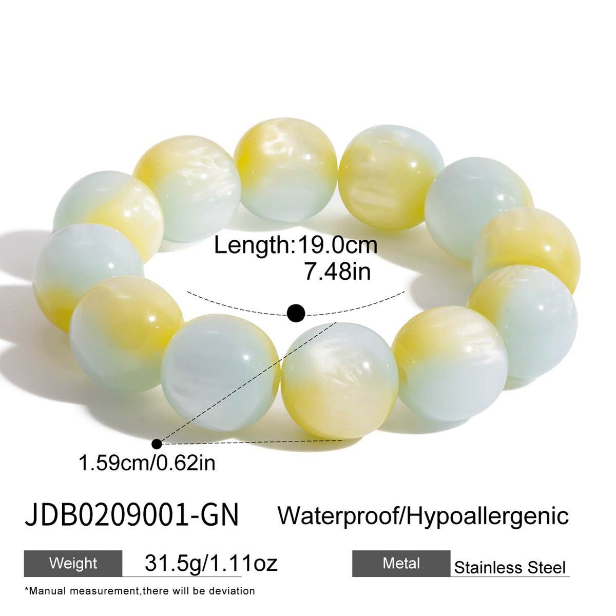 Damen Armband aus hypoallergenem Edelstahl mit wasserfesten Perlen Shop Nory