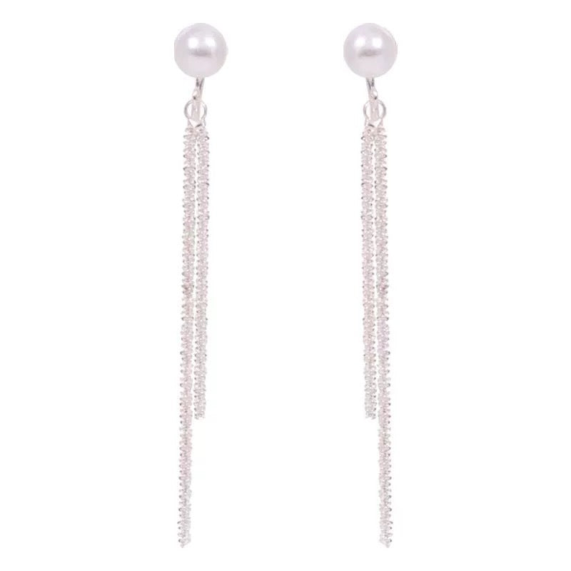 Damen Ohrstecker mit eleganten Perlen und funkelnden Fransen Shop Nory