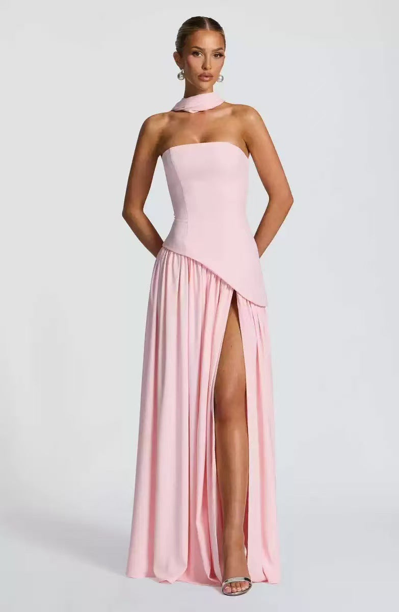 Damen Maxikleid mit figurbetontem Oberteil und schwingendem Rock