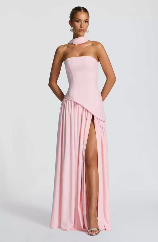 Damen Maxikleid mit figurbetontem Oberteil und schwingendem Rock