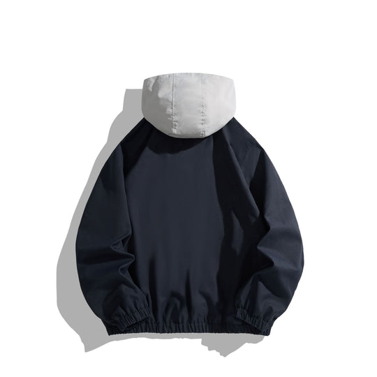Unisex Leichter Anorak mit Kontrastkapuze und halbem Reißverschluss Shop Nory
