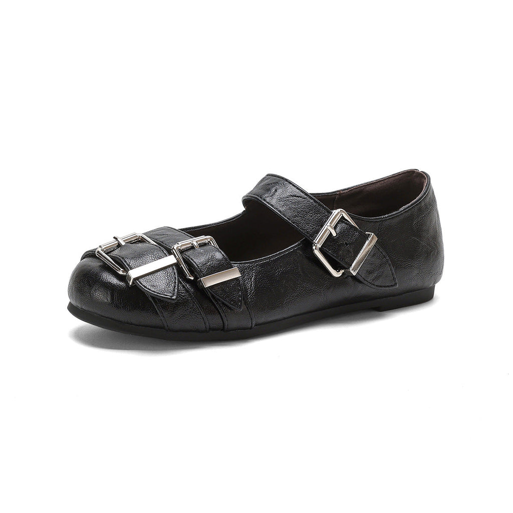 Damen Ballerinas mit modischen Riemen und Schnallen