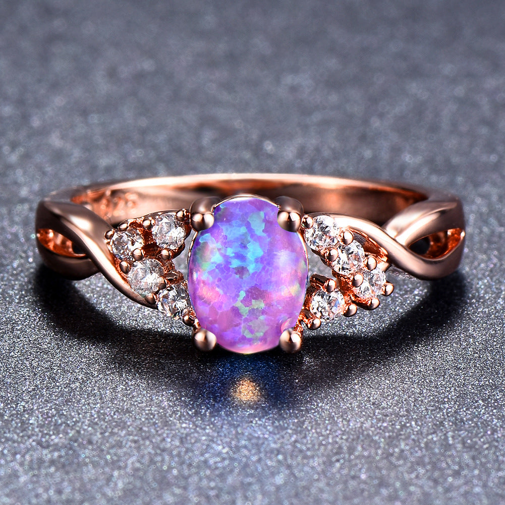 Damen Ring mit schimmerndem Opal und filigranen Zirkonia-Details Shop Nory