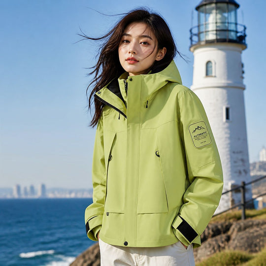 Unisex wasserfeste zweilagige Softshell-Regenjacke mit herausnehmbarem Fleecefutter und Kapuze Shop Nory