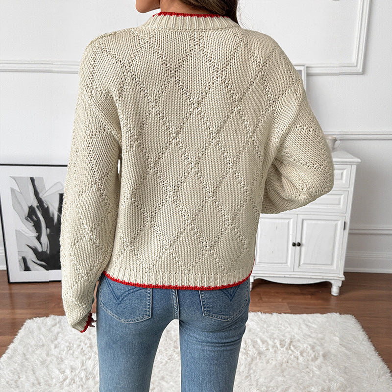 Damen Gemusterter Strickpullover mit Fischmotiv Shop Nory