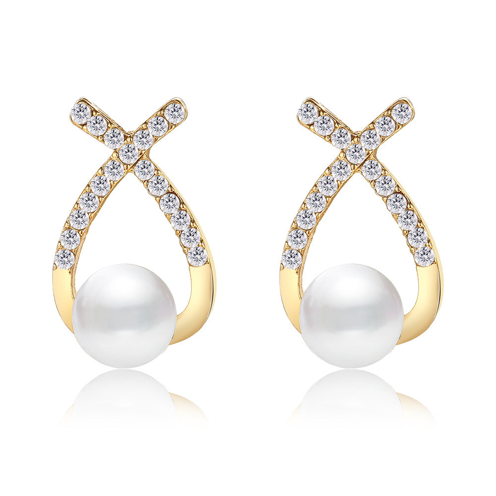 Damen Ohrringe mit eleganter Perlenfassung Shop Nory