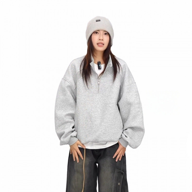 Unisex Halbzip-Sweatshirt mit Raglanärmeln, Eingrifftaschen und geripptem Saum Shop Nory