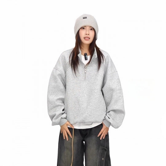 Unisex Halbzip-Sweatshirt mit Raglanärmeln, Eingrifftaschen und geripptem Saum Shop Nory