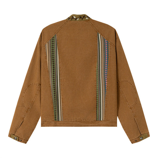 Damen Kurzer Canvas-Blouson mit gewebter Ethno‑Streifenfront und Pattentaschen Shop Nory