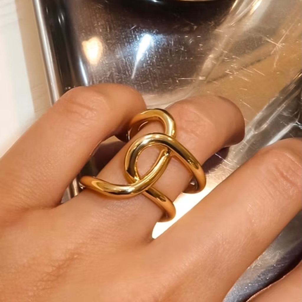 Damen Offener Ring mit modernem Design aus hypoallergenem Edelstahl Shop Nory