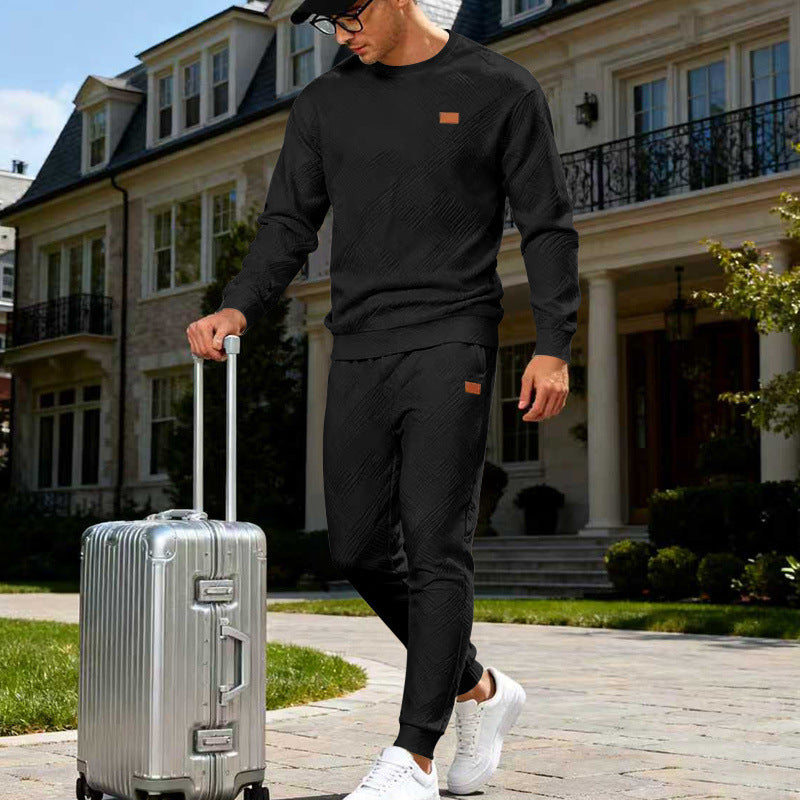 Herren Feinstrukturiertes Lounge-Set mit Rundhals-Pullover & schmaler Jogginghose Shop Nory