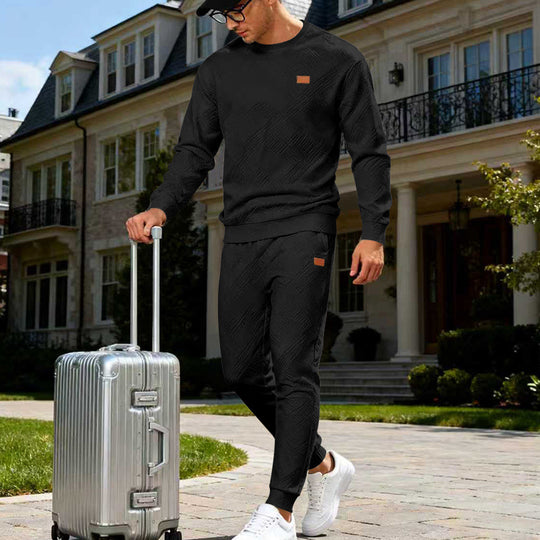 Herren Feinstrukturiertes Lounge-Set mit Rundhals-Pullover & schmaler Jogginghose Shop Nory