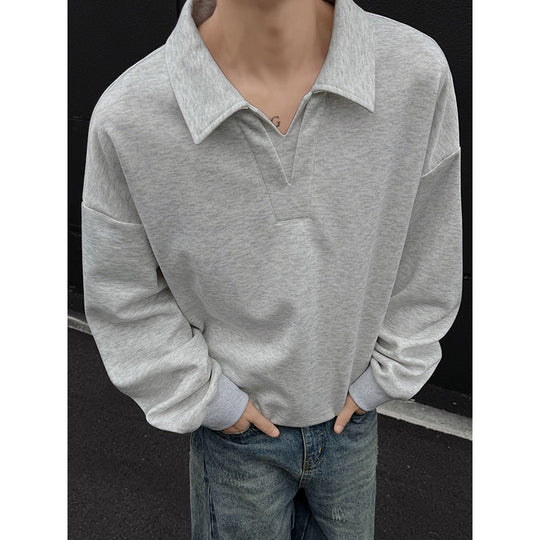 Herren Oversized Polo‑Sweatshirt mit tiefem V‑Ausschnitt, Hemdkragen und gerippten Bündchen Shop Nory