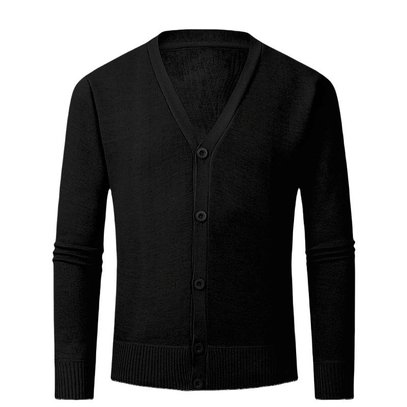 Herren Strickjacke mit V-Ausschnitt und knopflosem Design