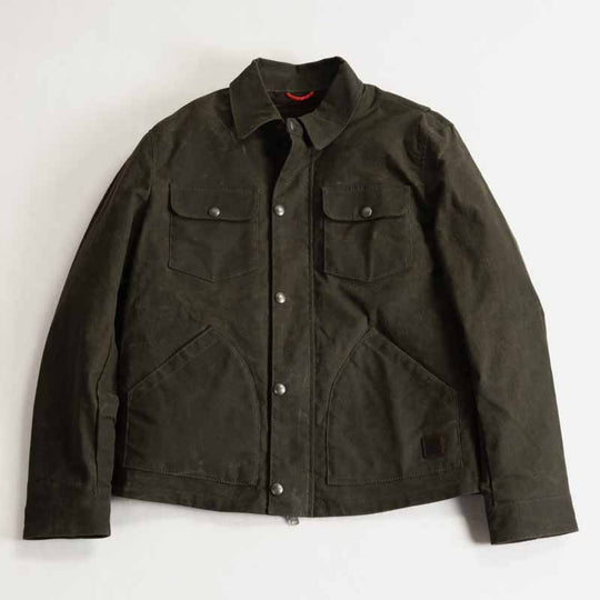 Herren Gewachste Canvas-Arbeiterjacke mit Klappentaschen und Druckknopfverschluss Shop Nory