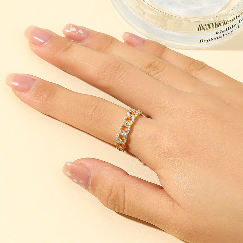 Damen eleganter Statement-Ring mit funkelnden Zirkonsteinen Shop Nory