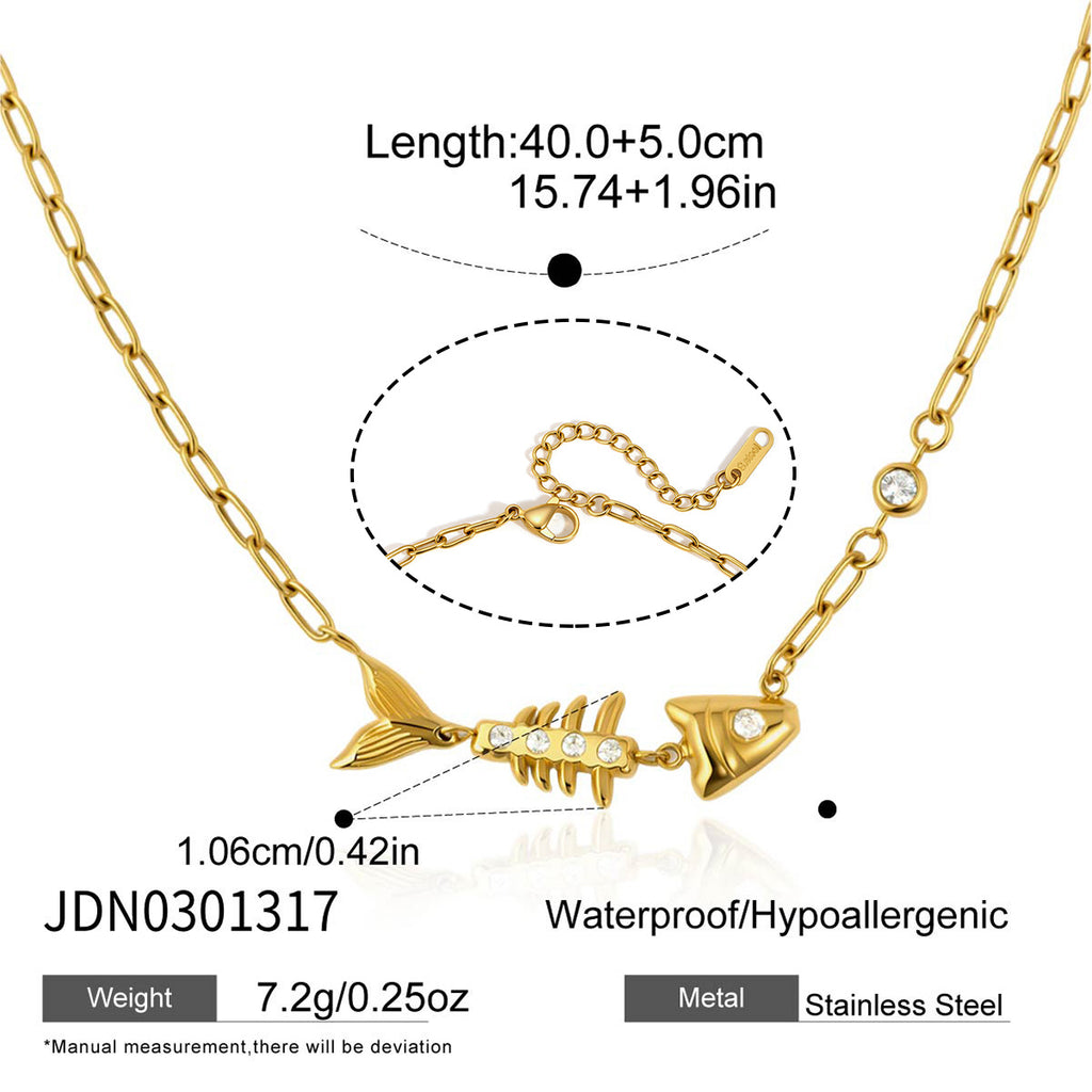 Damen Halskette mit verspieltem Fischdesign und hypoallergenen Eigenschaften Shop Nory