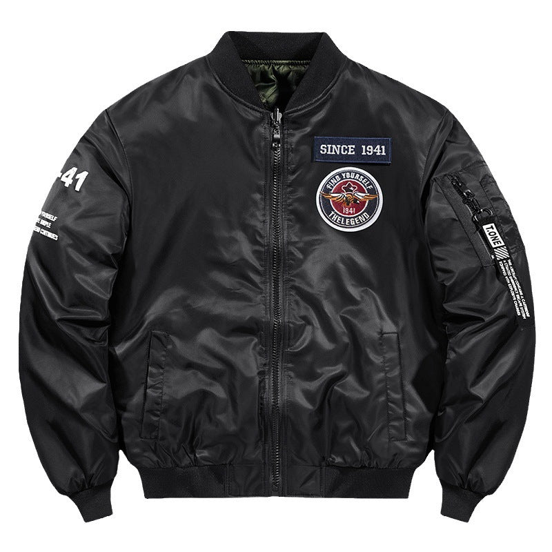 Herren Piloten-Bomberjacke mit Patch-Details, Nylon‑Shell und Ärmeltasche Shop Nory