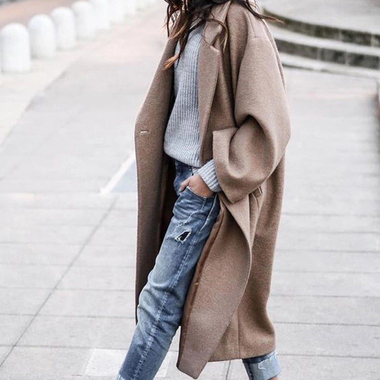 Damen nan langer Oversize Wollmix-Kimonomantel mit offener Vorderseite und tiefen Eingrifftaschen Shop Nory