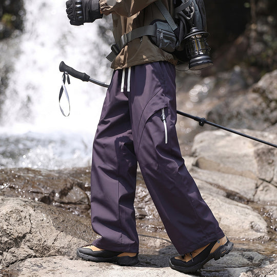 Unisex Wasserabweisende technische Cargo-Hose mit weitem Bein, Reißverschlusstaschen und Kordelzug Shop Nory