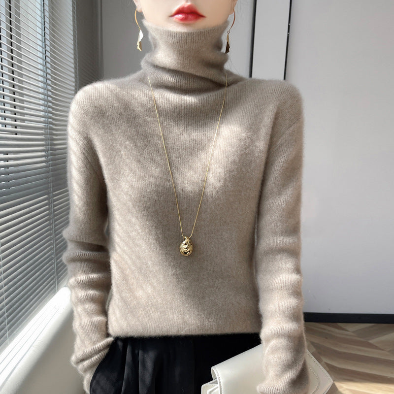 Damen Kurz geschnittener Rollkragenpullover aus weichem Kaschmir-Blend mit schmaler Silhouette Shop Nory