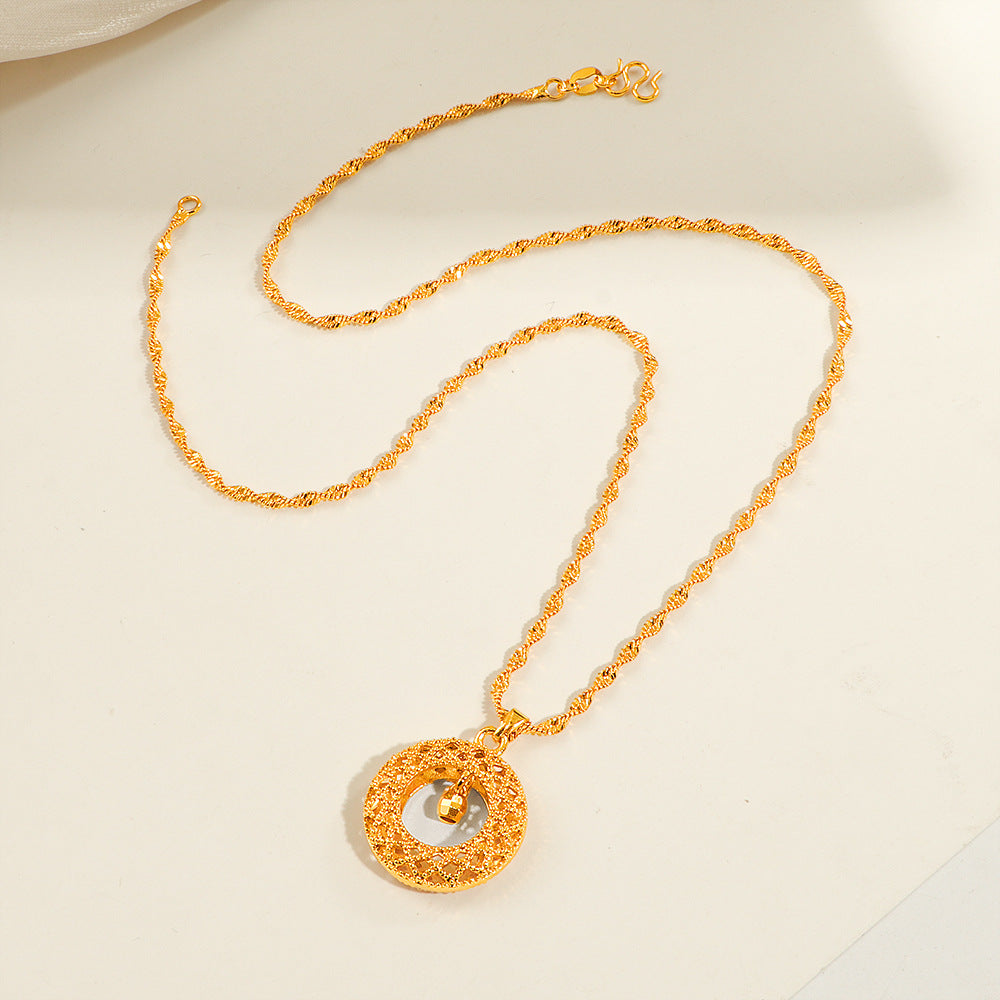 Damen Intricate Hollow Circle Anhänger Halskette Shop Nory