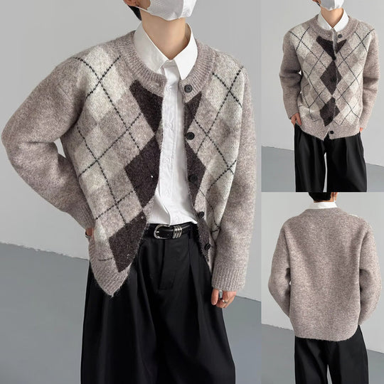 Damen Grobstrickjacke mit modernem Karomuster Shop Nory