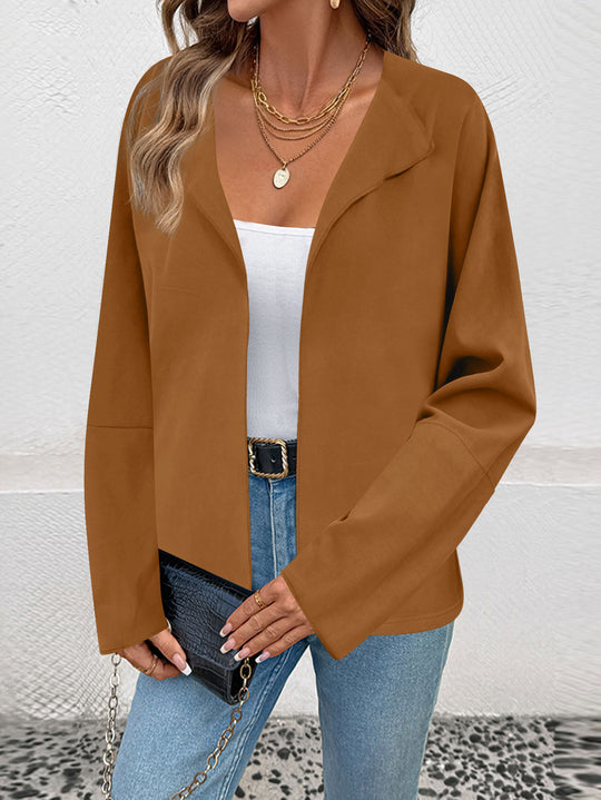 Damen Leichter Offener Blazer mit fallendem Revers und weiten Ärmeln Shop Nory