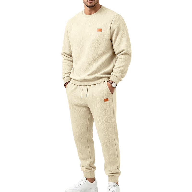 Herren Gemustertes Komfort-Sweatset mit Rundhals-Sweatshirt und Kordel-Jogginghose Shop Nory