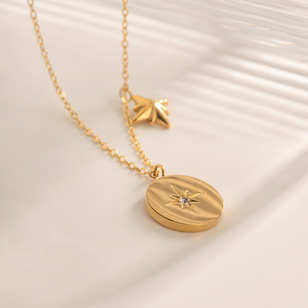 Damen Halskette mit elegantem Sonnen- und Mondanhänger Shop Nory