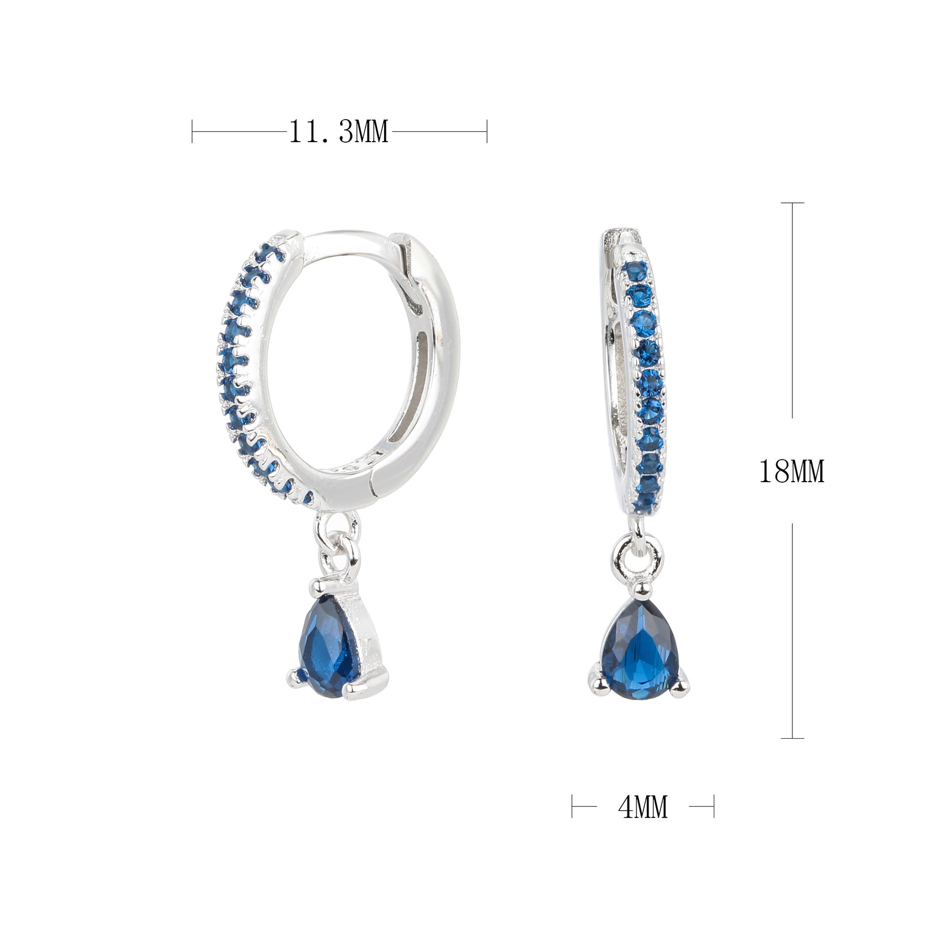 Damen Creolenohrringe mit funkelnden Aqua-Zirkon-Anhängern Shop Nory